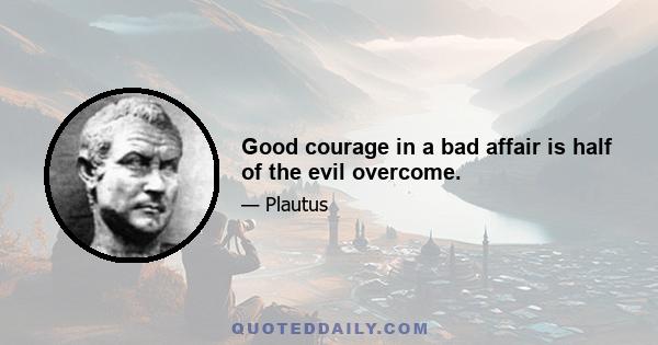 Good courage in a bad affair is half of the evil overcome.