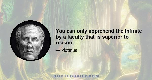 You can only apprehend the Infinite by a faculty that is superior to reason.