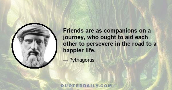 Friends are as companions on a journey, who ought to aid each other to persevere in the road to a happier life.