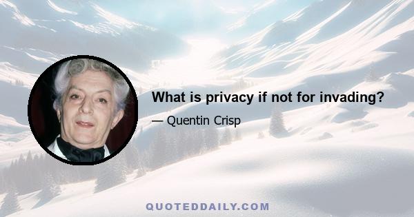 What is privacy if not for invading?