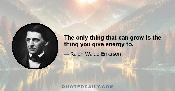 The only thing that can grow is the thing you give energy to.