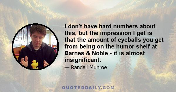 I don't have hard numbers about this, but the impression I get is that the amount of eyeballs you get from being on the humor shelf at Barnes & Noble - it is almost insignificant.