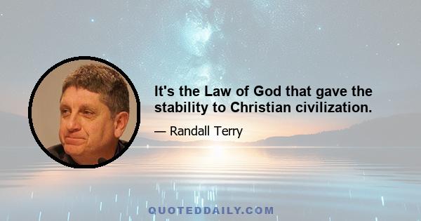 It's the Law of God that gave the stability to Christian civilization.