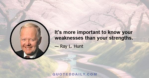 It's more important to know your weaknesses than your strengths.