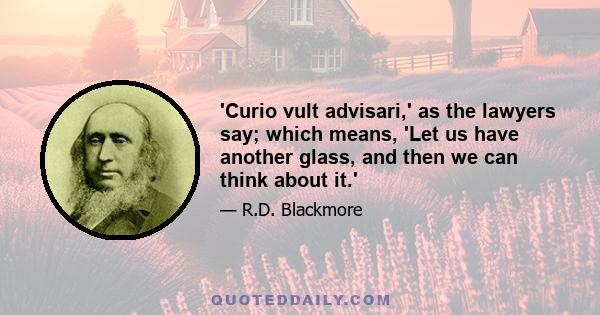 'Curio vult advisari,' as the lawyers say; which means, 'Let us have another glass, and then we can think about it.'