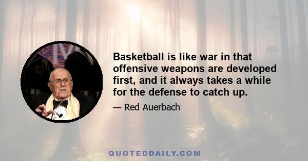 Basketball is like war in that offensive weapons are developed first, and it always takes a while for the defense to catch up.