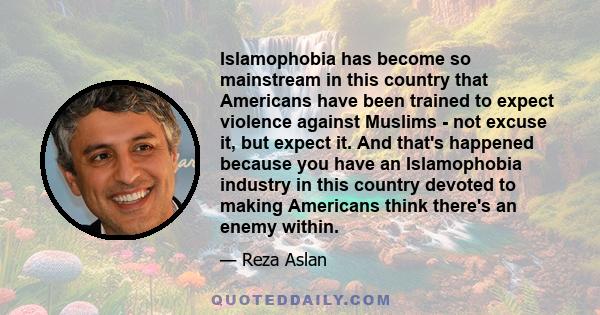 Islamophobia has become so mainstream in this country that Americans have been trained to expect violence against Muslims - not excuse it, but expect it. And that's happened because you have an Islamophobia industry in