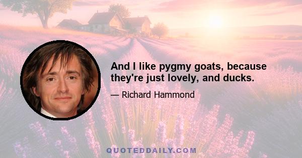 And I like pygmy goats, because they're just lovely, and ducks.