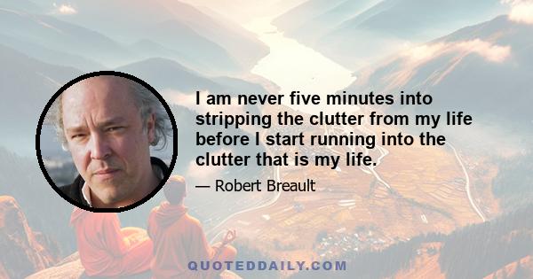 I am never five minutes into stripping the clutter from my life before I start running into the clutter that is my life.