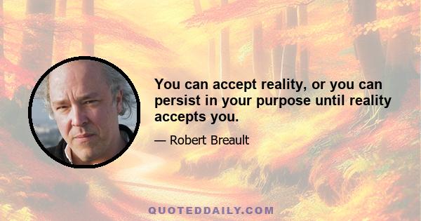 You can accept reality, or you can persist in your purpose until reality accepts you.