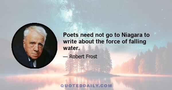 Poets need not go to Niagara to write about the force of falling water.