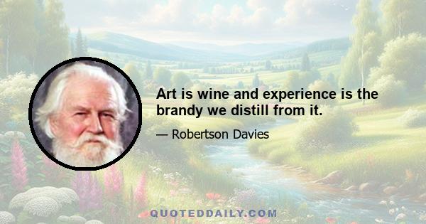 Art is wine and experience is the brandy we distill from it.