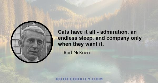 Cats have it all - admiration, an endless sleep, and company only when they want it.