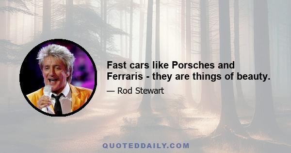 Fast cars like Porsches and Ferraris - they are things of beauty.