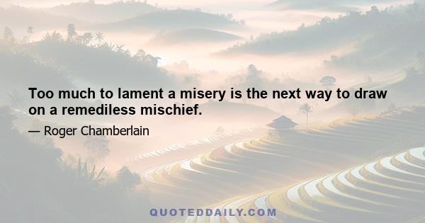 Too much to lament a misery is the next way to draw on a remediless mischief.