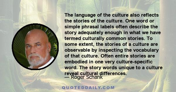 The language of the culture also reflects the stories of the culture. One word or simple phrasal labels often describe the story adequately enough in what we have termed culturally common stories. To some extent, the