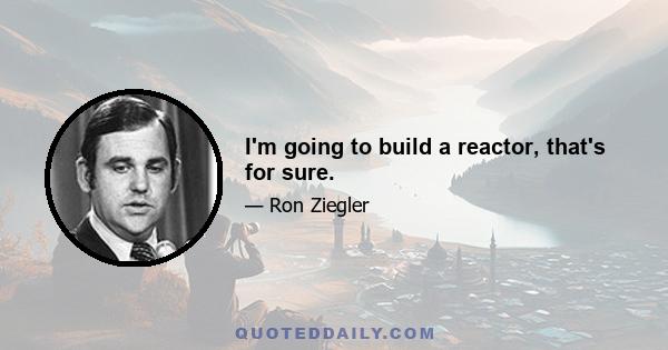 I'm going to build a reactor, that's for sure.