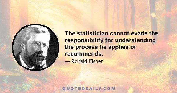 The statistician cannot evade the responsibility for understanding the process he applies or recommends.