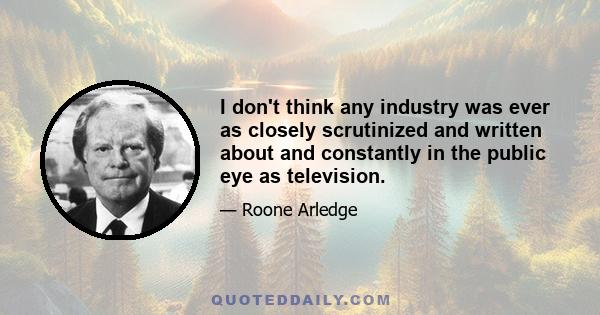 I don't think any industry was ever as closely scrutinized and written about and constantly in the public eye as television.