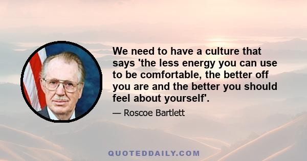 We need to have a culture that says 'the less energy you can use to be comfortable, the better off you are and the better you should feel about yourself'.