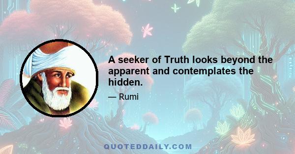 A seeker of Truth looks beyond the apparent and contemplates the hidden.