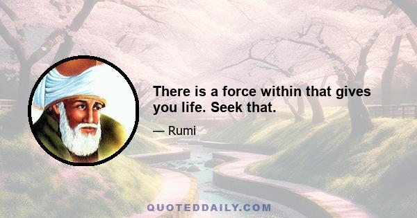 There is a force within that gives you life. Seek that.