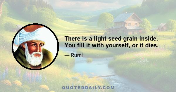 There is a light seed grain inside. You fill it with yourself, or it dies.