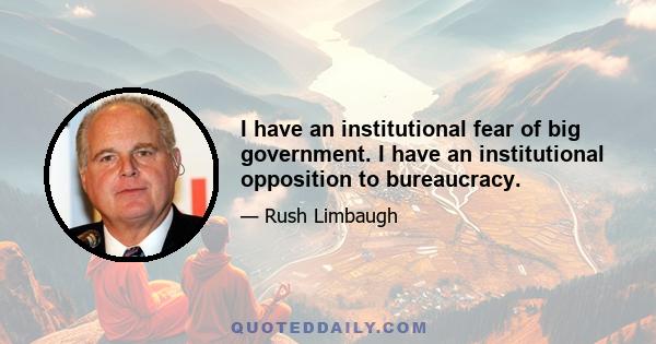I have an institutional fear of big government. I have an institutional opposition to bureaucracy.