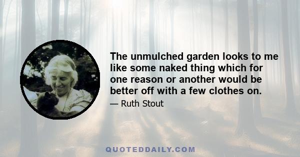 The unmulched garden looks to me like some naked thing which for one reason or another would be better off with a few clothes on.