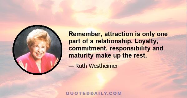 Remember, attraction is only one part of a relationship. Loyalty, commitment, responsibility and maturity make up the rest.