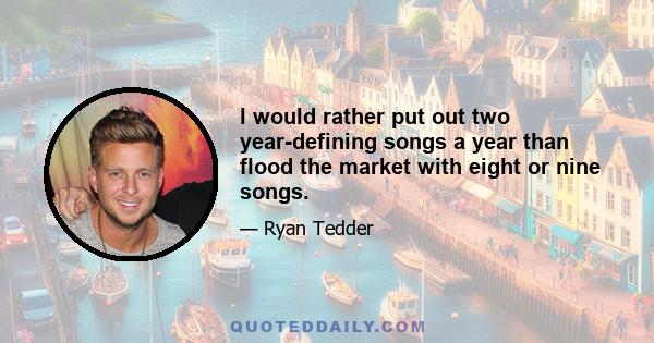 I would rather put out two year-defining songs a year than flood the market with eight or nine songs.
