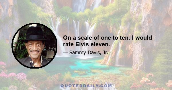 On a scale of one to ten, I would rate Elvis eleven.