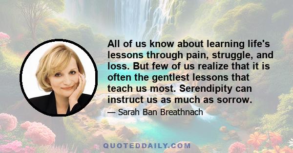 All of us know about learning life's lessons through pain, struggle, and loss. But few of us realize that it is often the gentlest lessons that teach us most. Serendipity can instruct us as much as sorrow.