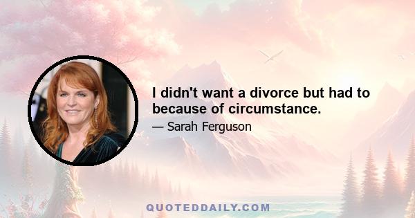 I didn't want a divorce but had to because of circumstance.