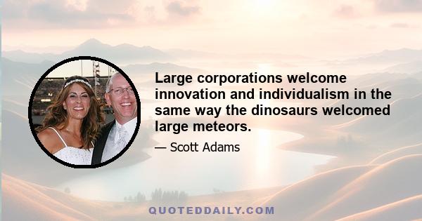 Large corporations welcome innovation and individualism in the same way the dinosaurs welcomed large meteors.