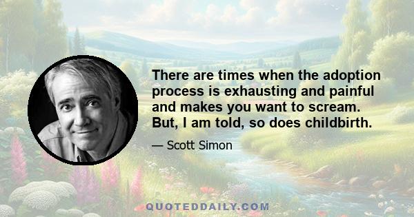 There are times when the adoption process is exhausting and painful and makes you want to scream. But, I am told, so does childbirth.
