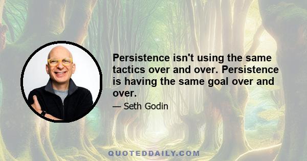 Persistence isn't using the same tactics over and over. Persistence is having the same goal over and over.