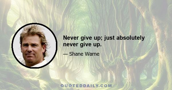 Never give up; just absolutely never give up.