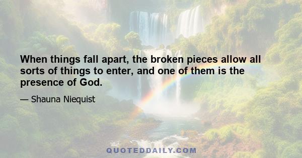 When things fall apart, the broken pieces allow all sorts of things to enter, and one of them is the presence of God.