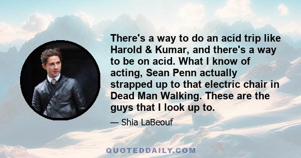 There's a way to do an acid trip like Harold & Kumar, and there's a way to be on acid. What I know of acting, Sean Penn actually strapped up to that electric chair in Dead Man Walking. These are the guys that I look up