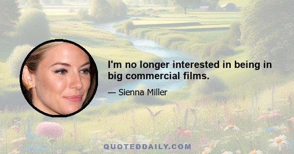 I'm no longer interested in being in big commercial films.