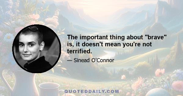 The important thing about brave is, it doesn't mean you're not terrified.