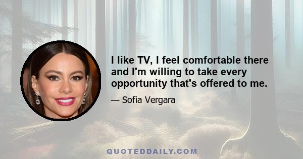 I like TV, I feel comfortable there and I'm willing to take every opportunity that's offered to me.