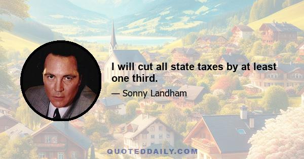 I will cut all state taxes by at least one third.