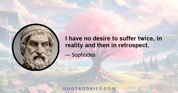 I have no desire to suffer twice, in reality and then in retrospect.