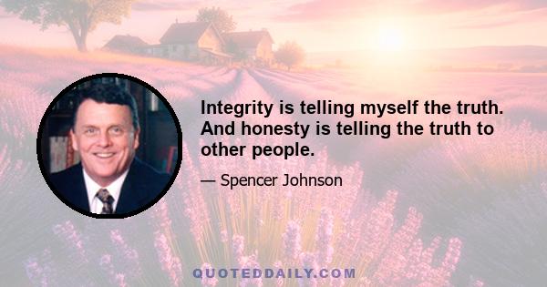 Integrity is telling myself the truth. And honesty is telling the truth to other people.