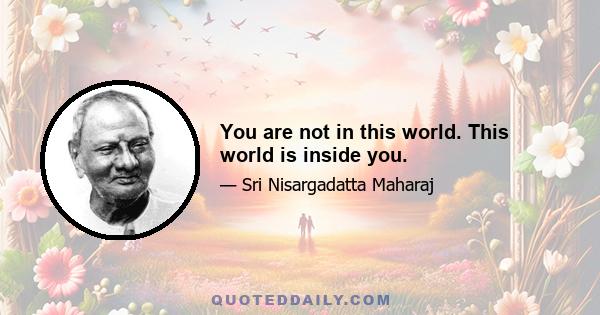 You are not in this world. This world is inside you.