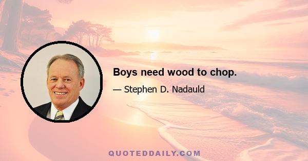 Boys need wood to chop.