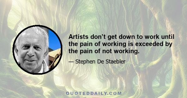 Artists don’t get down to work until the pain of working is exceeded by the pain of not working.