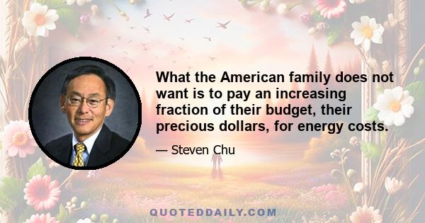 What the American family does not want is to pay an increasing fraction of their budget, their precious dollars, for energy costs.